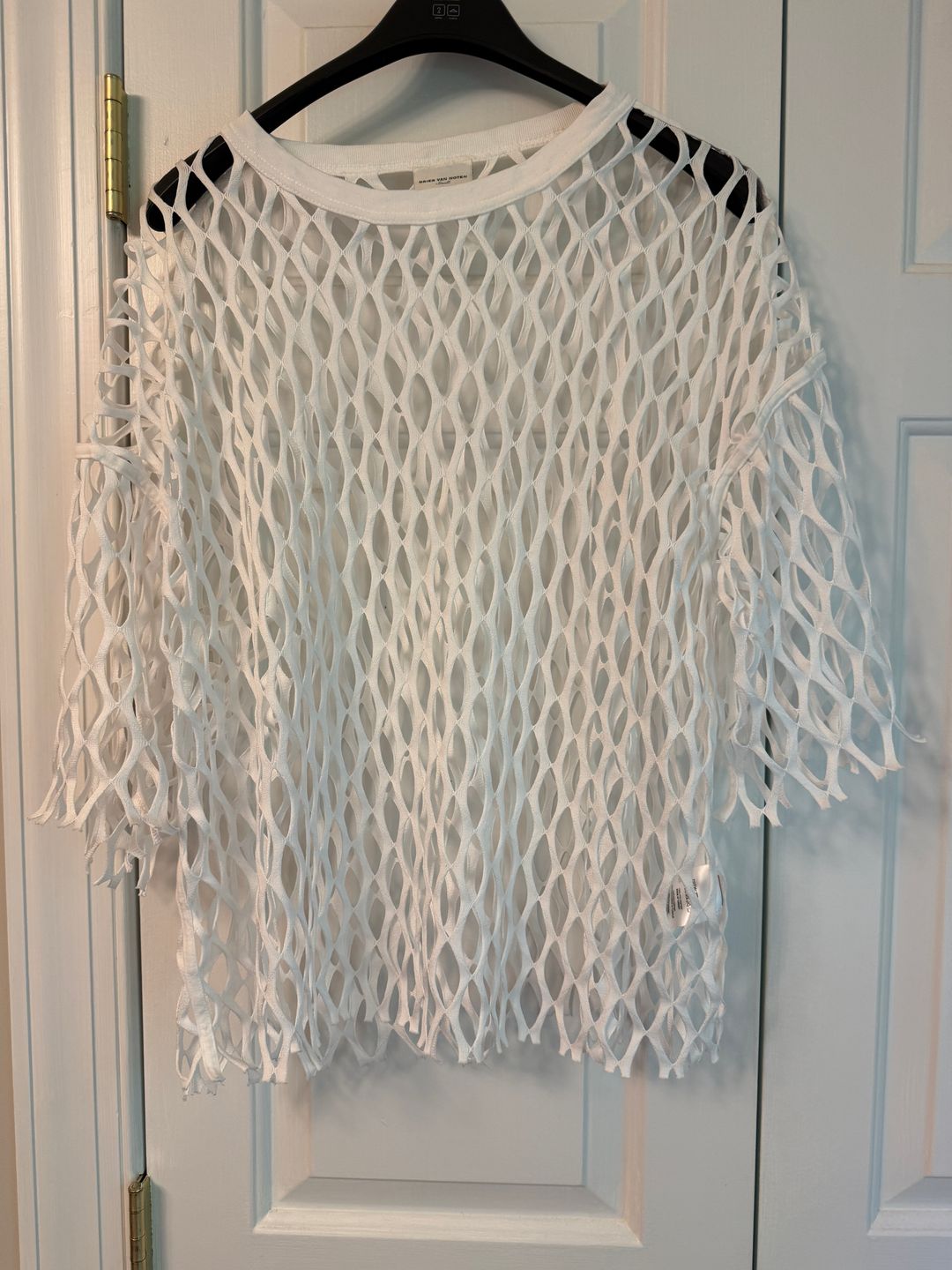 Oversized Fishnet Mesh Top In White