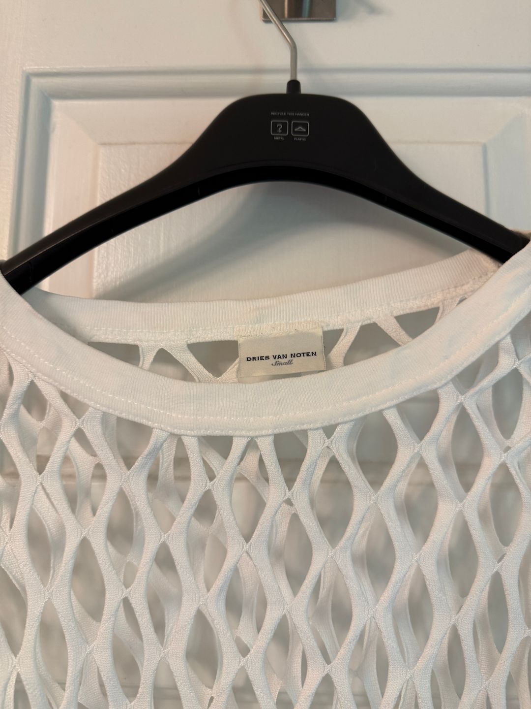 Oversized Fishnet Mesh Top In White