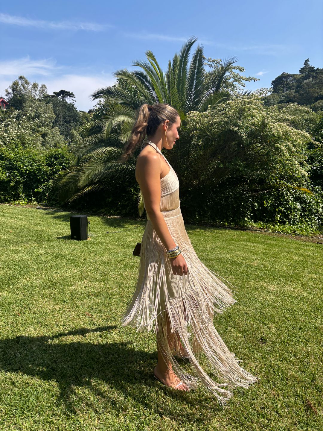 Simkhai Baldwin Draped Fringe Maxi Dress