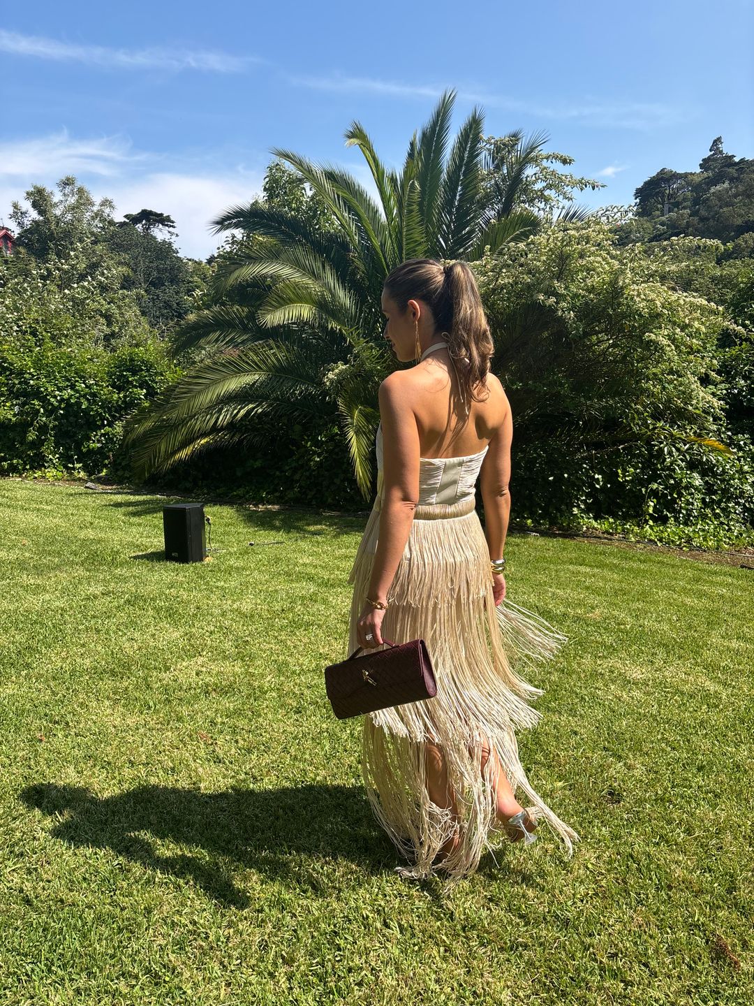 Simkhai Baldwin Draped Fringe Maxi Dress