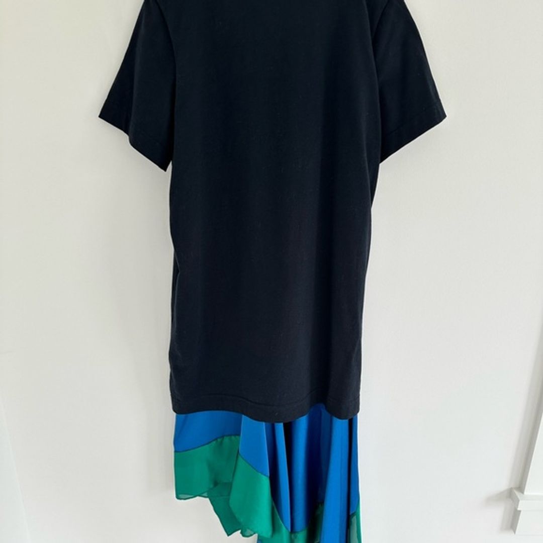 Sacai Double Layer Chiffon and Jersey T-Shirt Dress