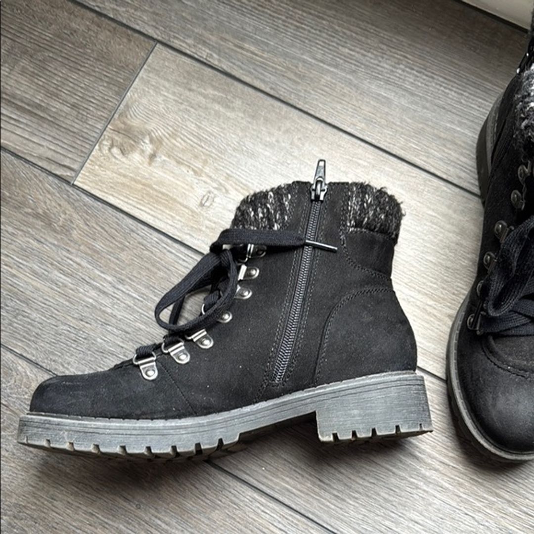 Crown Vintage Black Arctic Bootie with Lace-Up and Zip Design