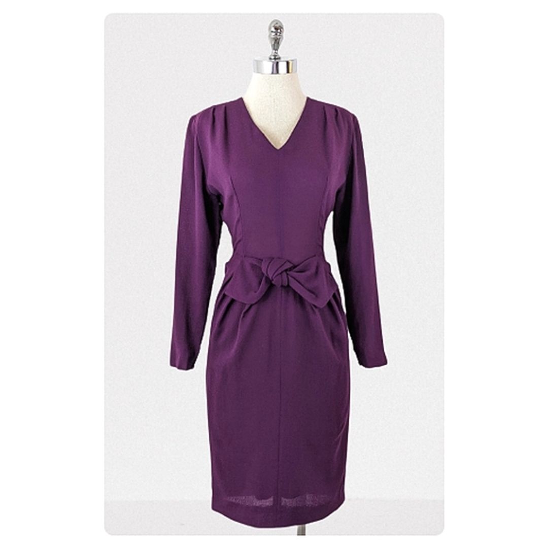 Guy Laroche Vintage 80's Sheath Dress with Bow Detail