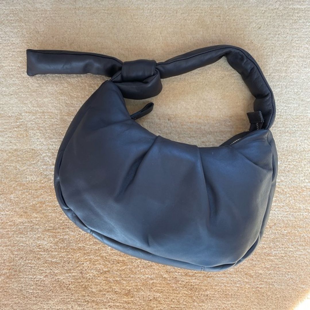 H&M Premium Leather Chocolate Brown Puffer Bag