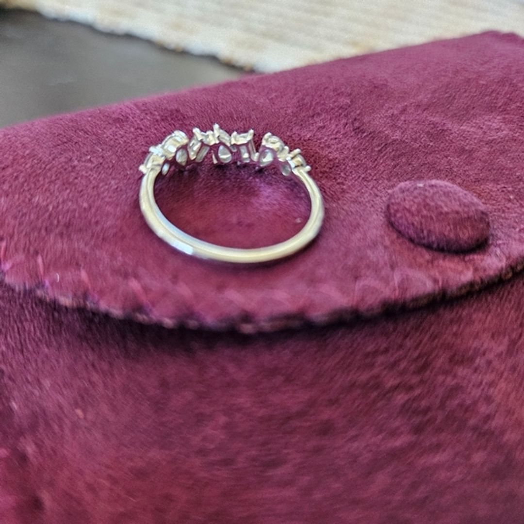 EF Collection White Gold Multifaceted Diamond Ring - Size 5 (One Size)
