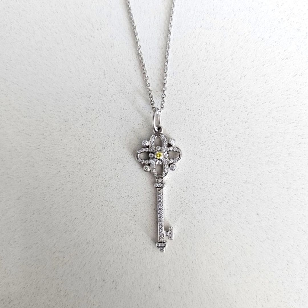 Tiffany & Co. Platinum Victoria Key Pendant Necklace with Diamonds