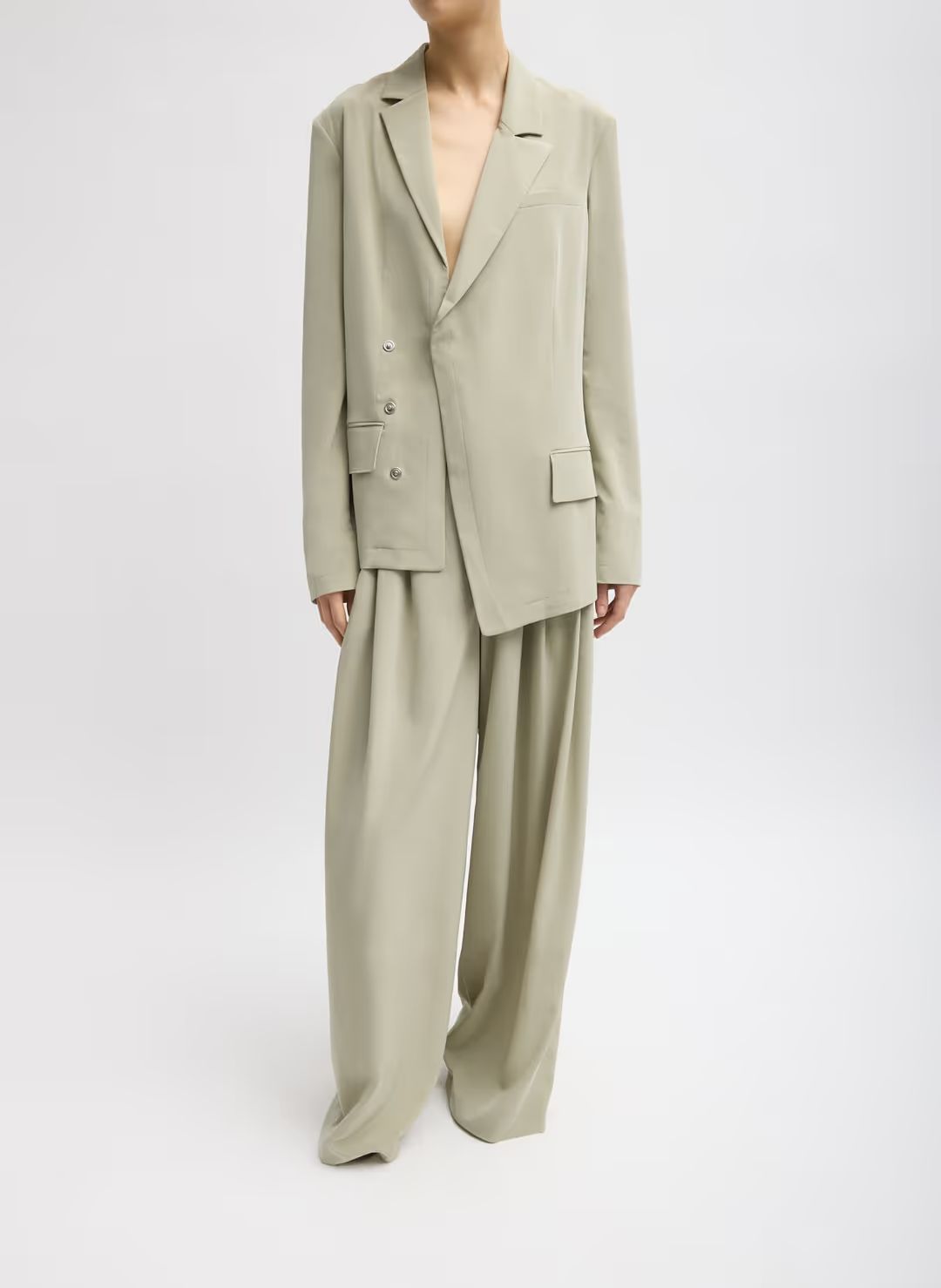 Relaxed Suiting Asymmetrical Wrap Blazer