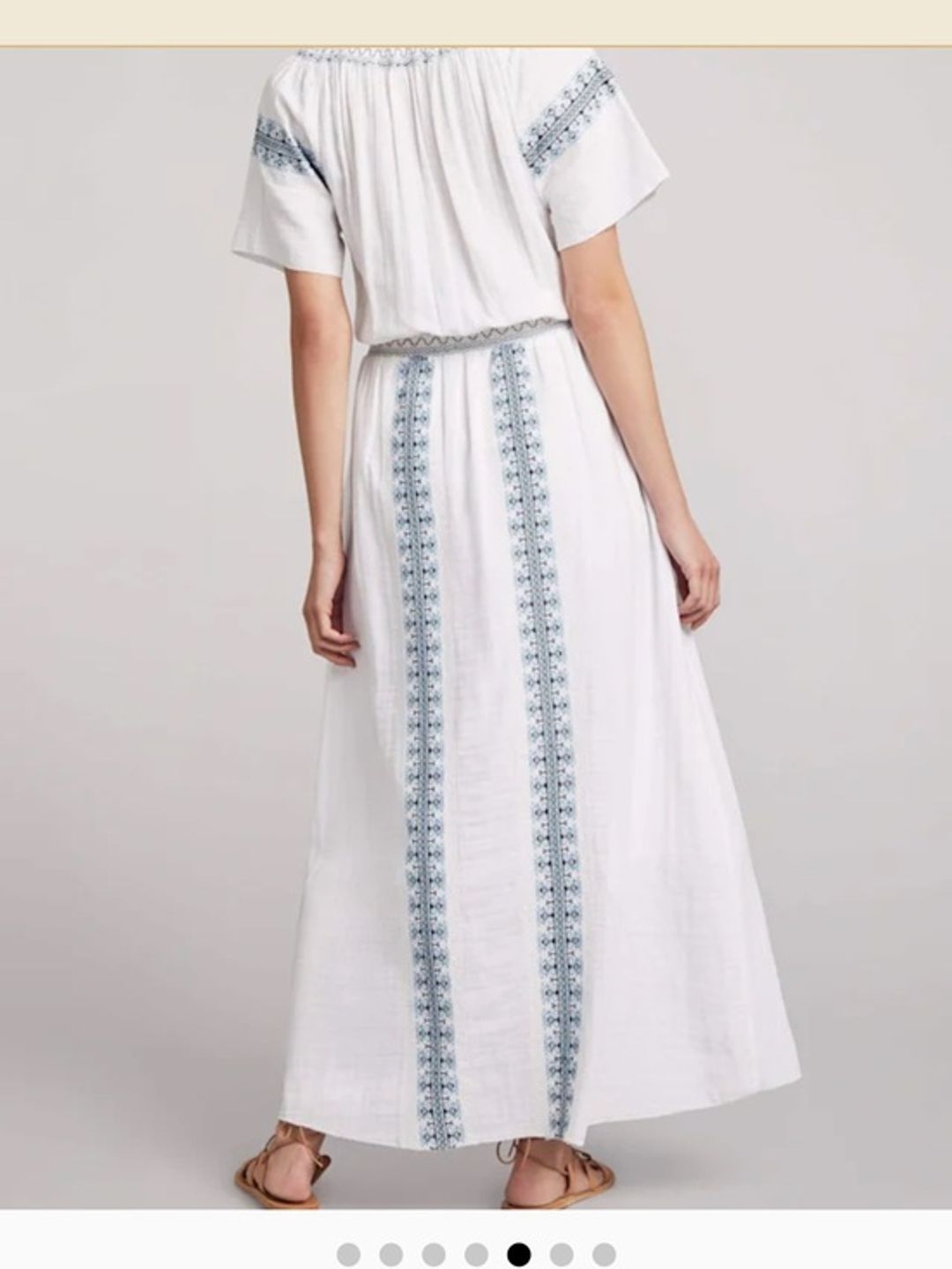 Faherty Catrina White Maxi Dress with Blue Embroidered Panels