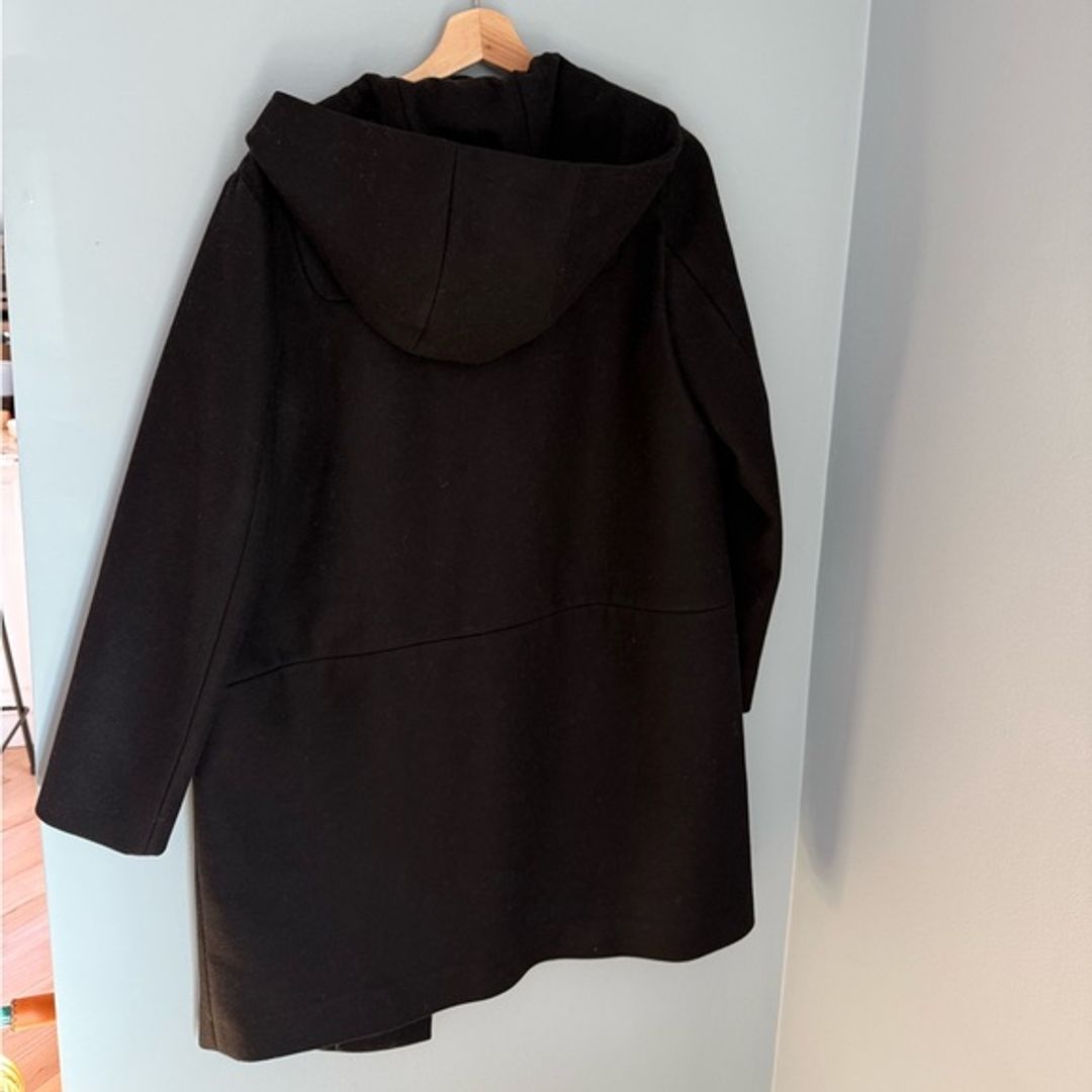 COS Black Hooded Wool Duffle Coat