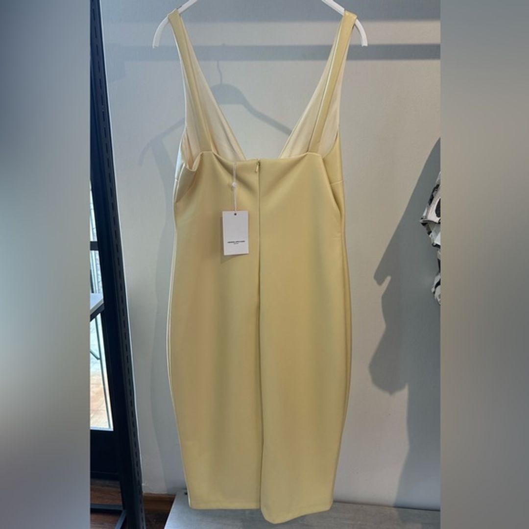 NWT Amanda Uprichard Sorvette Pale Yellow V-Neck Sleeveless Midi Dress