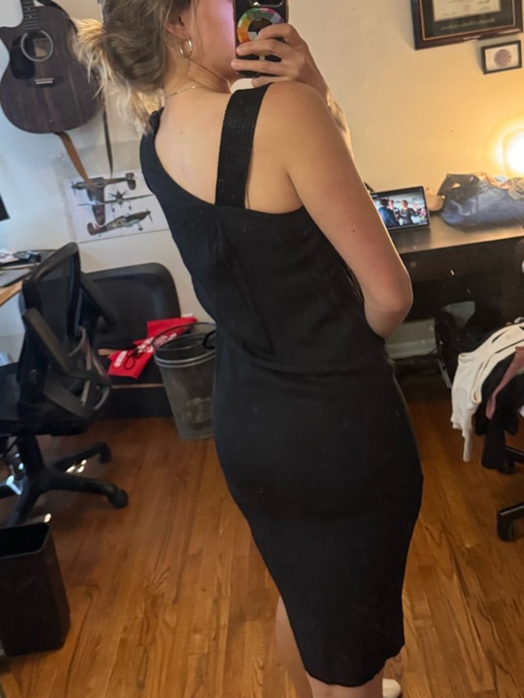 Vivienne Westwood Vintage Black Draped Midi Sheath Dress