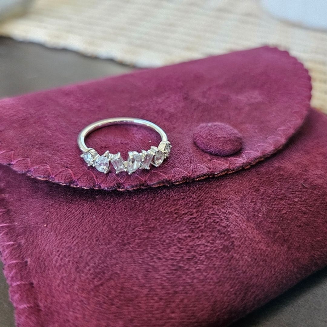 EF Collection White Gold Multifaceted Diamond Ring - Size 5 (One Size)