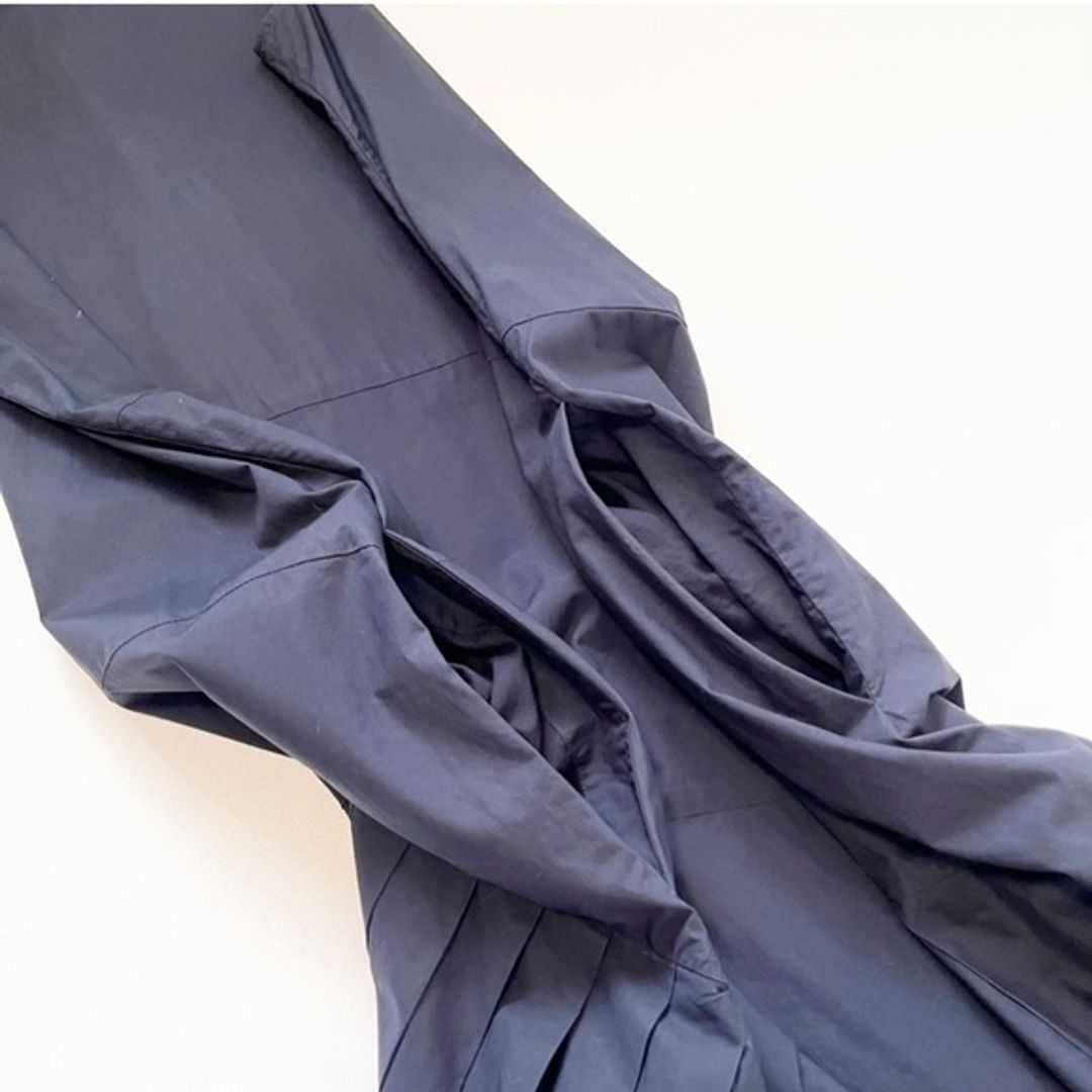 COS A-Line Maxi Dress with Pleated Ruffle Drape in Black or Slate Color