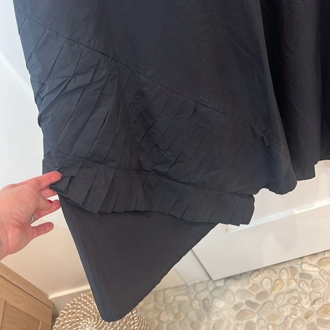 COS A-Line Maxi Dress with Pleated Ruffle Drape in Black or Slate Color