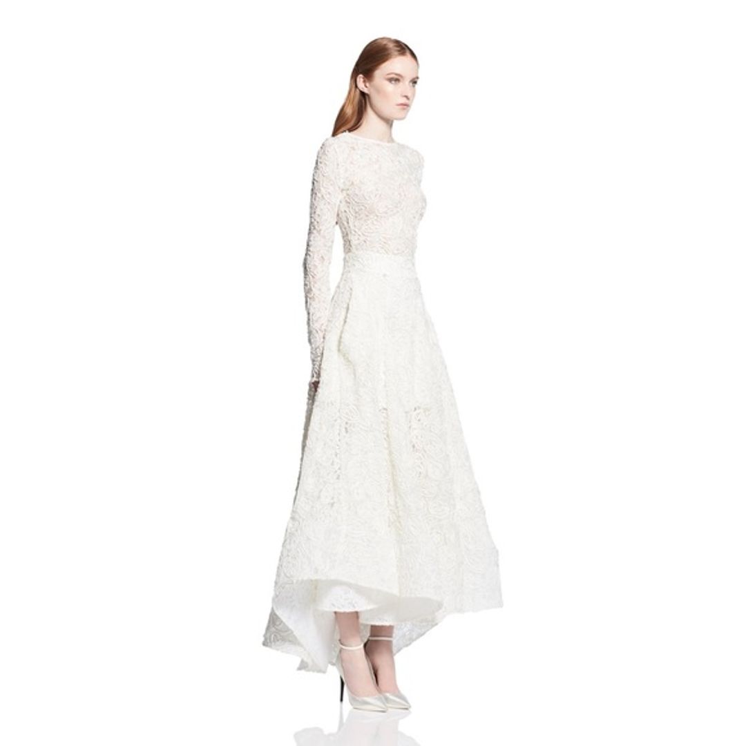 Maticevski Promising Embroidered Lace Midi Skirt Top Wedding Dress with Matching Top