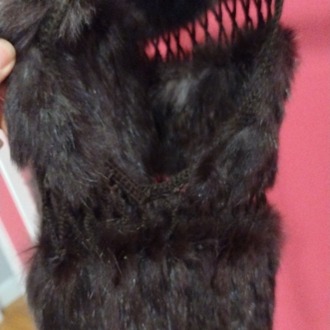 BCBG Max Azria Black Genuine Rabbit Fur Vest