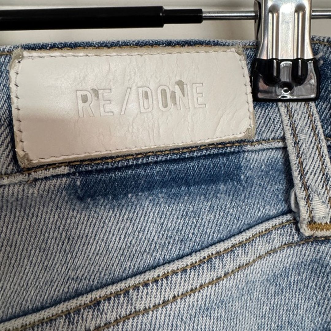 Re/Done Light Blue Straight Jeans with Contrast Stitching