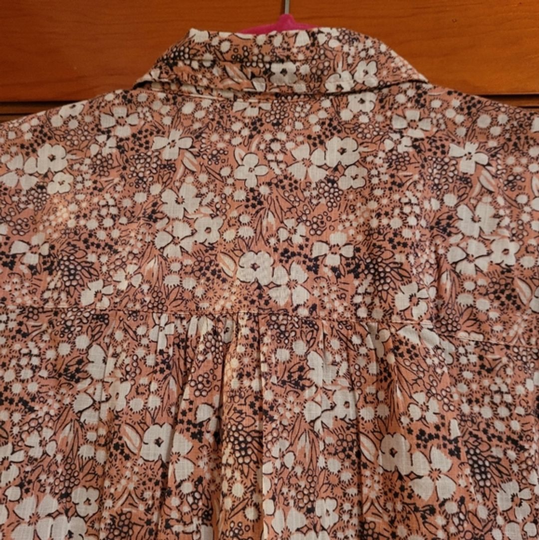 Anthropologie Sasha Smocked Boyfriend Buttondown