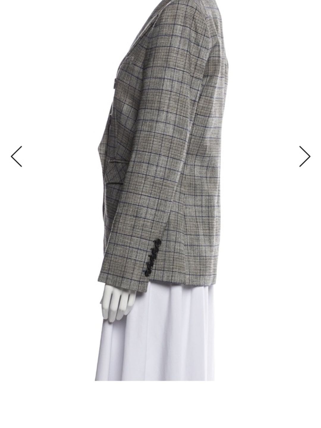 Veronica Beard Double-Breasted Plaid Blazer in Gray and Blue