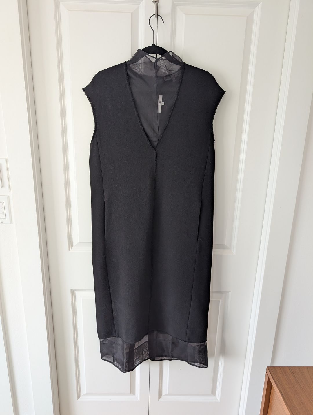 Melee Crepe V-Neck Dress With Organza Lining