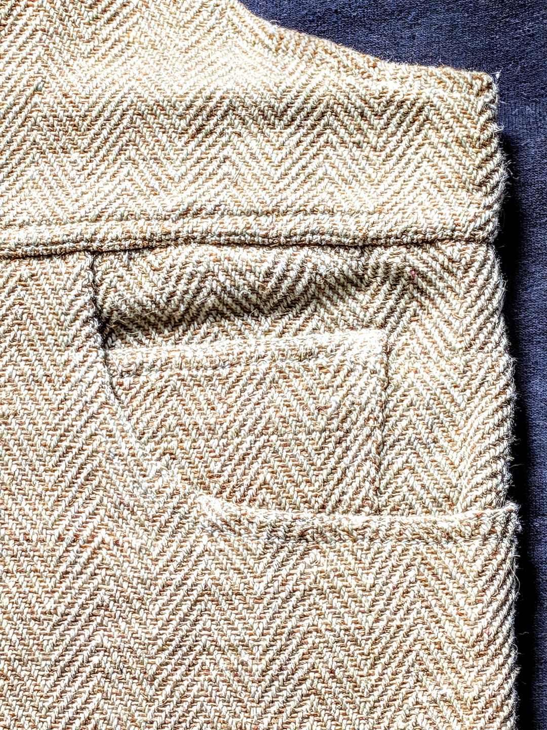 Nubby Thick Cotton Jute Herringbone Overalls Jumpsuit M