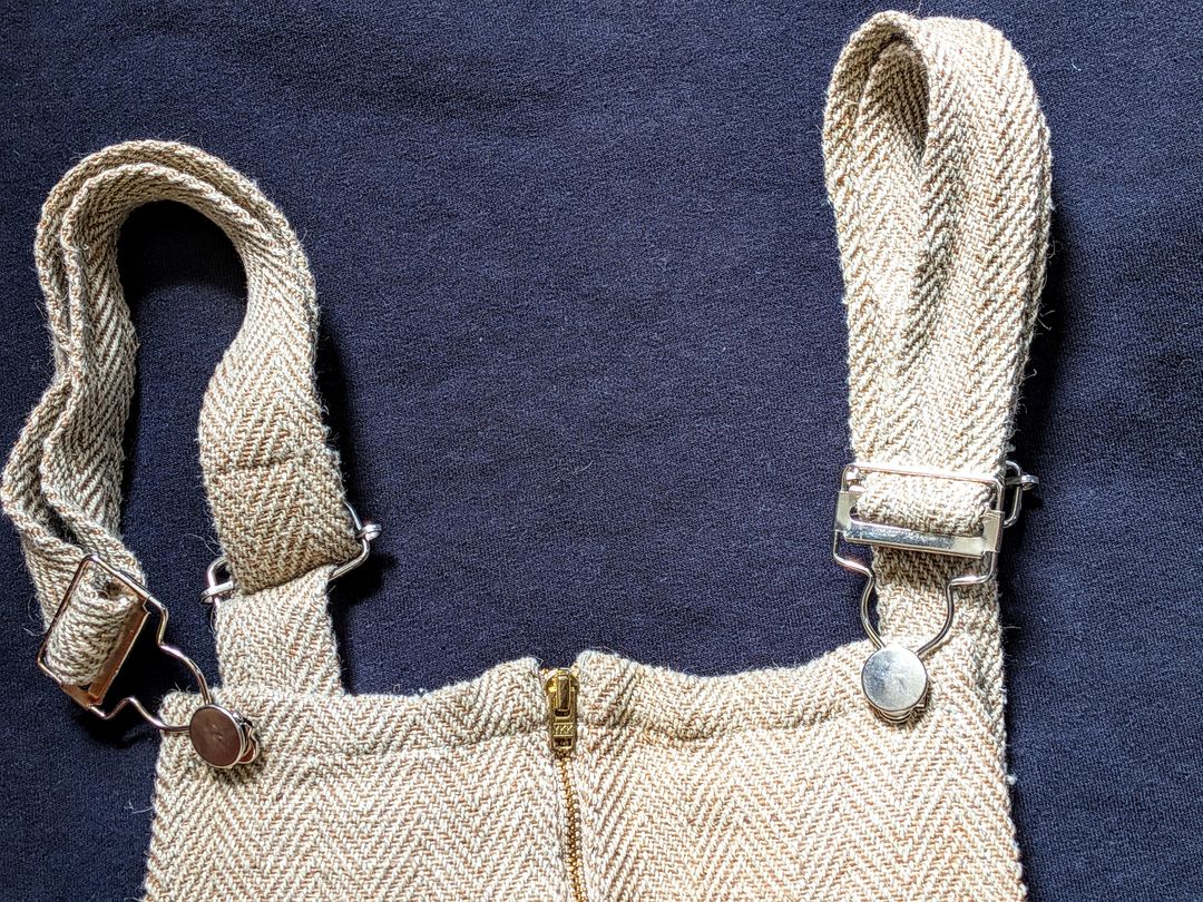 Nubby Thick Cotton Jute Herringbone Overalls Jumpsuit M