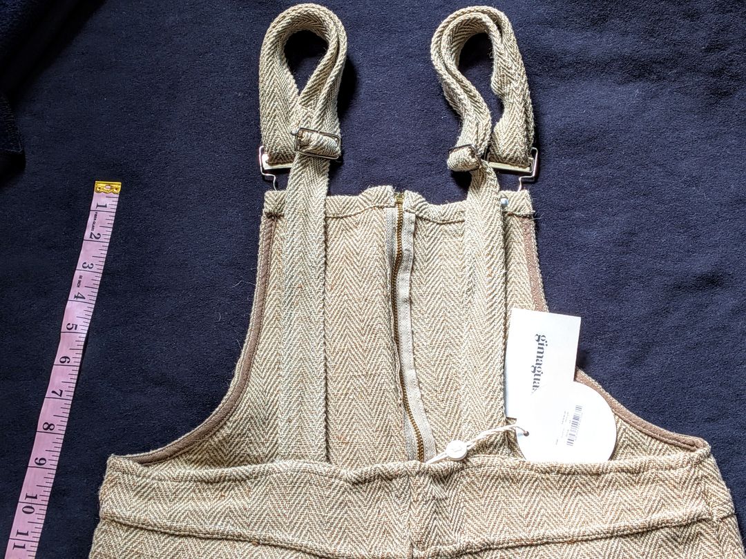 Nubby Thick Cotton Jute Herringbone Overalls Jumpsuit M