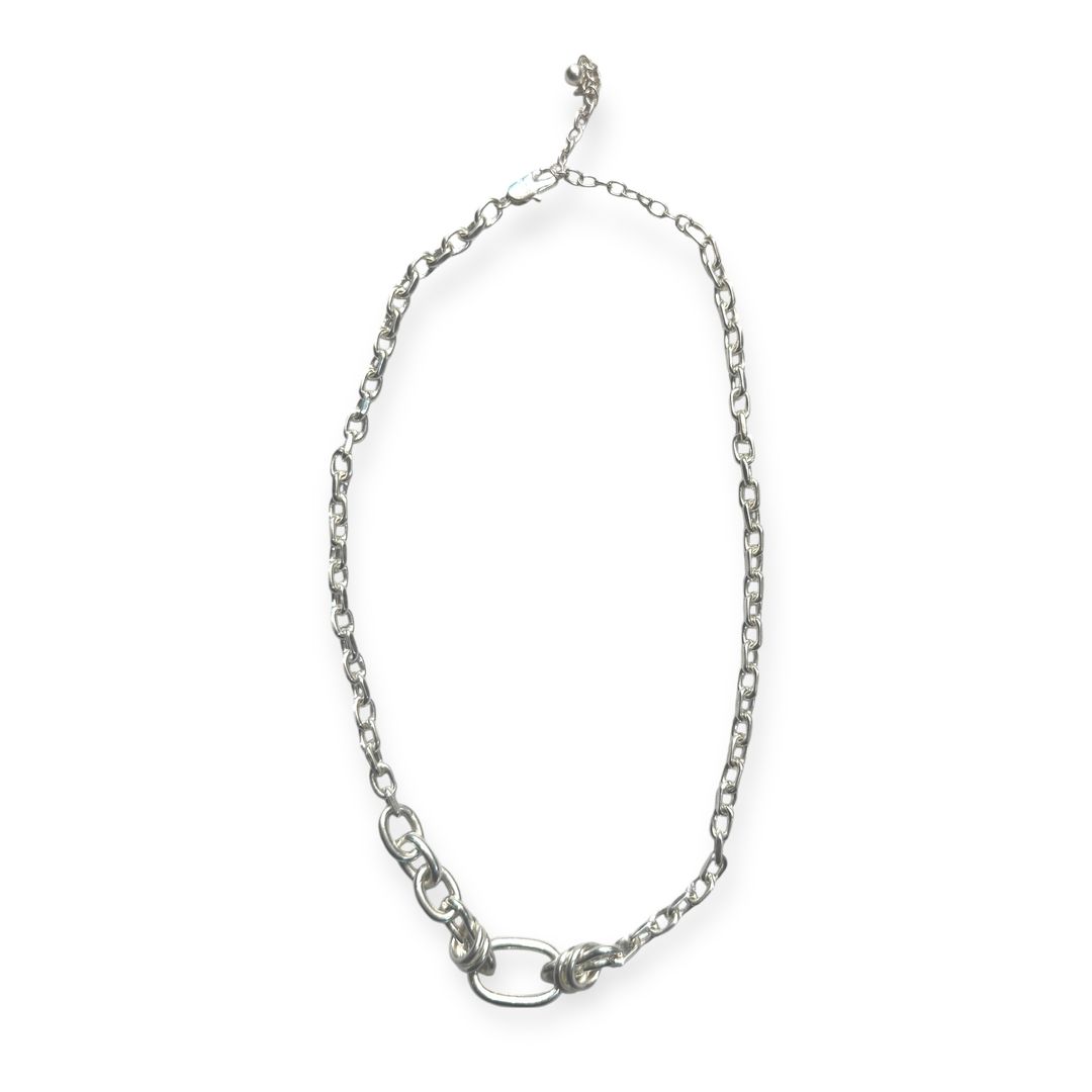 Silver mismatched chain necklace