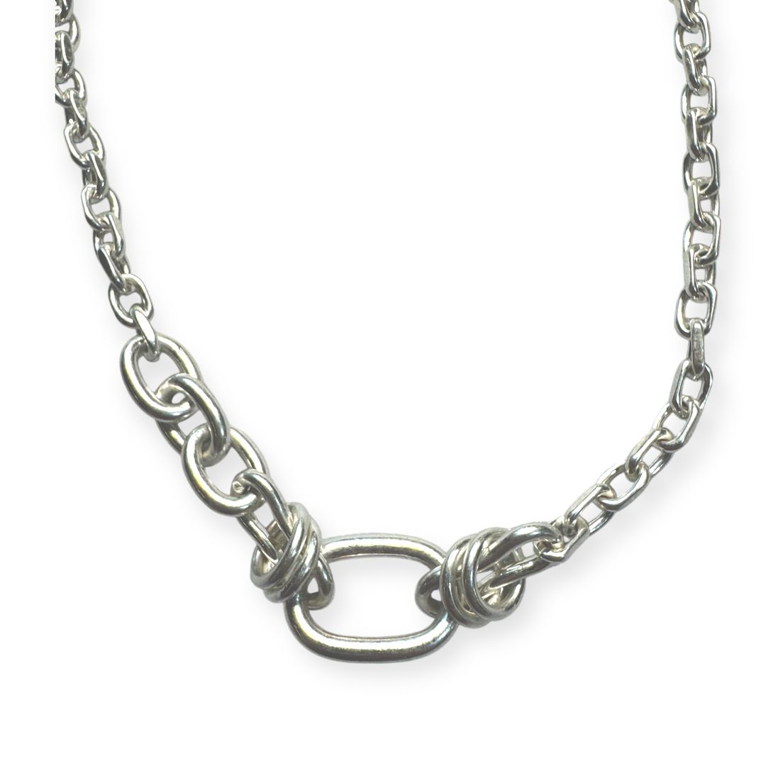 Silver mismatched chain necklace