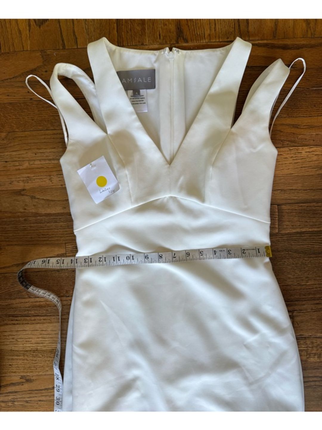 NWT Amsale Cream White V-Neck Midi Sheath Dress