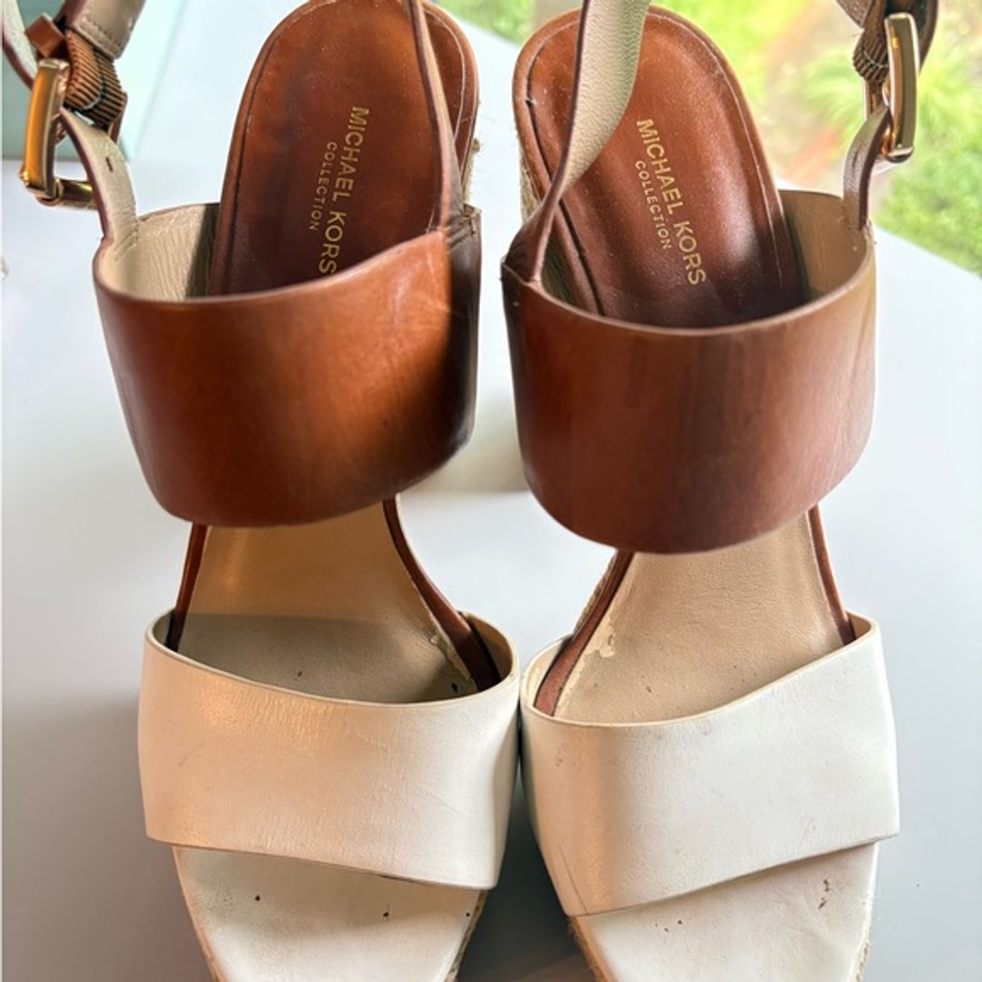 Michael Kors Runway Collection Camel and White Platform Sandals