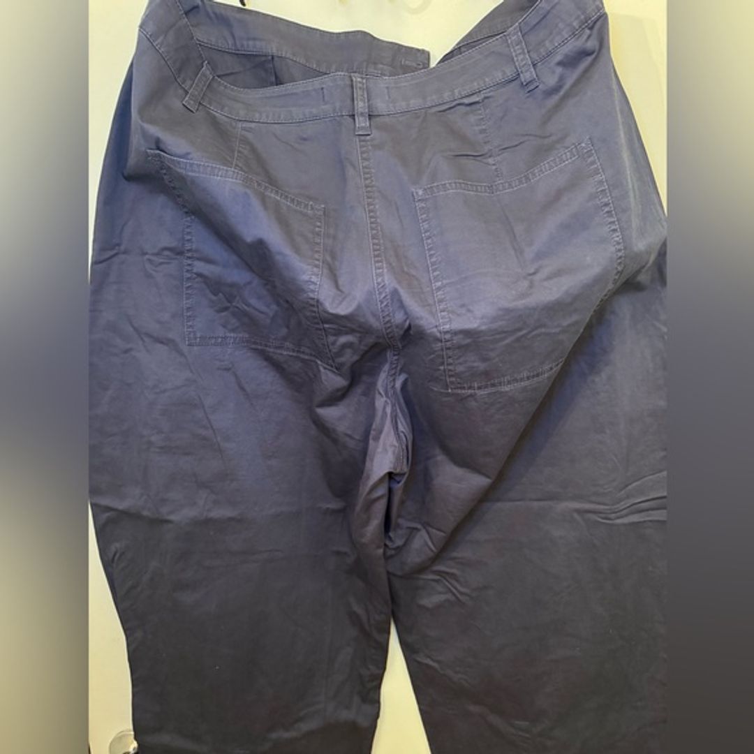 Tibi Summer 2024 Garment Dyed Silky Cotton Sid Pant - Petite Length - Navy