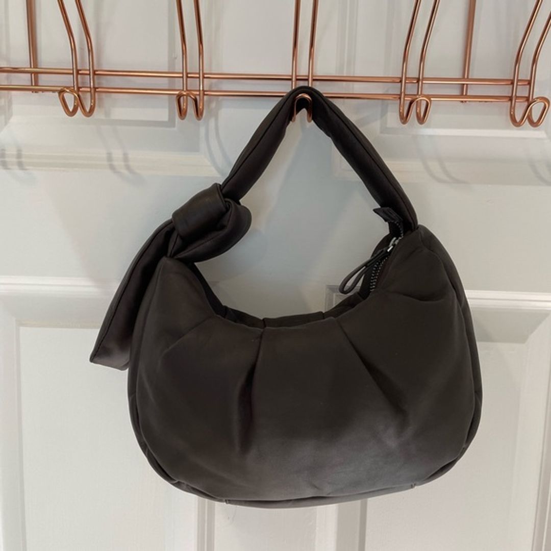 H&M Premium Leather Chocolate Brown Puffer Bag