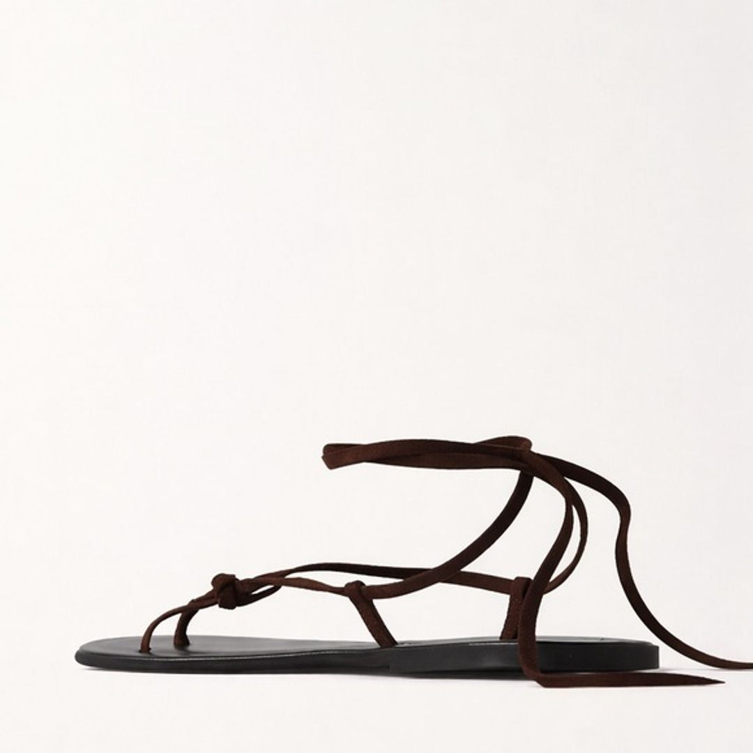 The Row Brown Knot Flat Suede Sandals