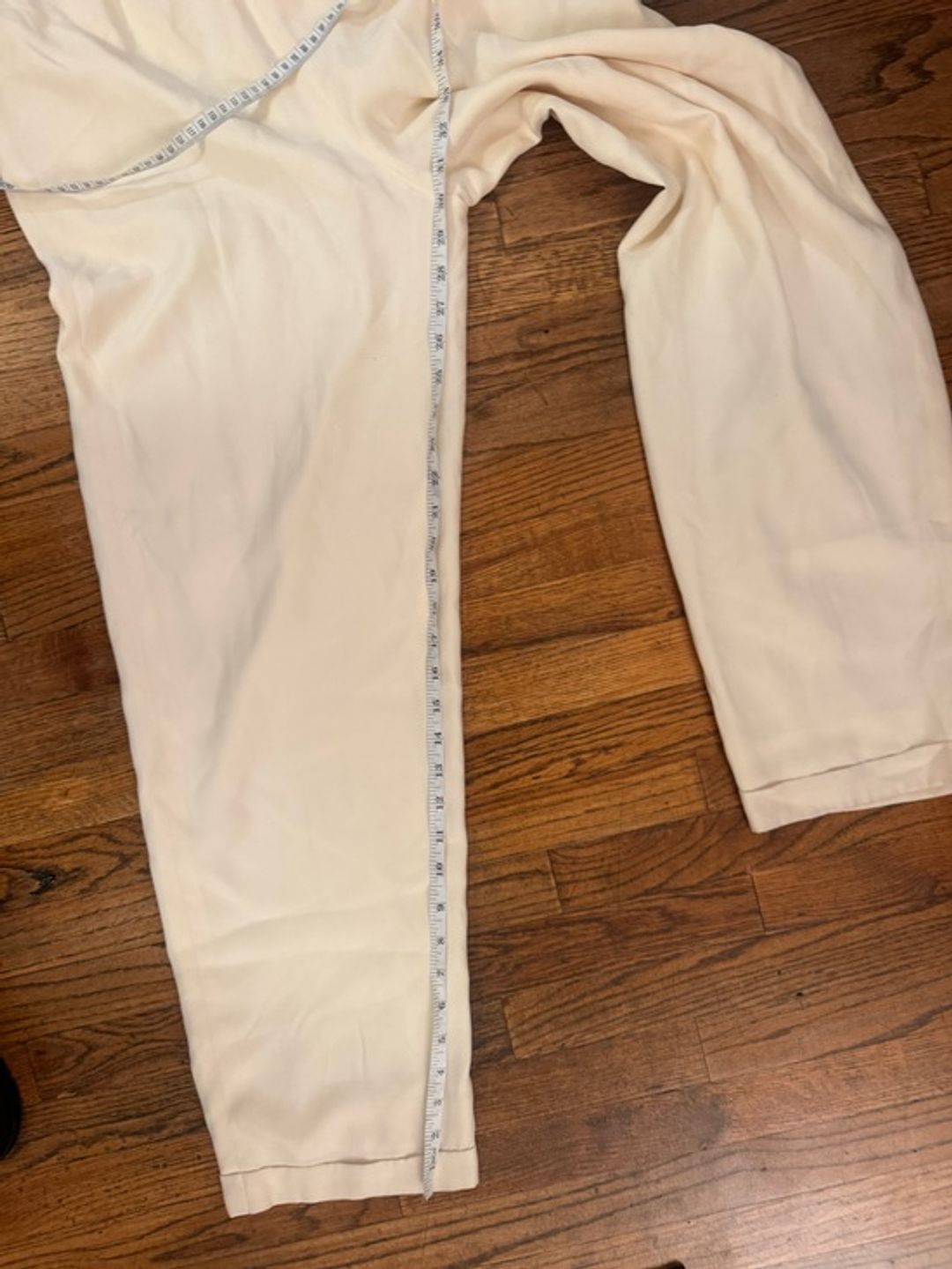 Vintage Silk Pleated Effortless High-Rise Cream Pants