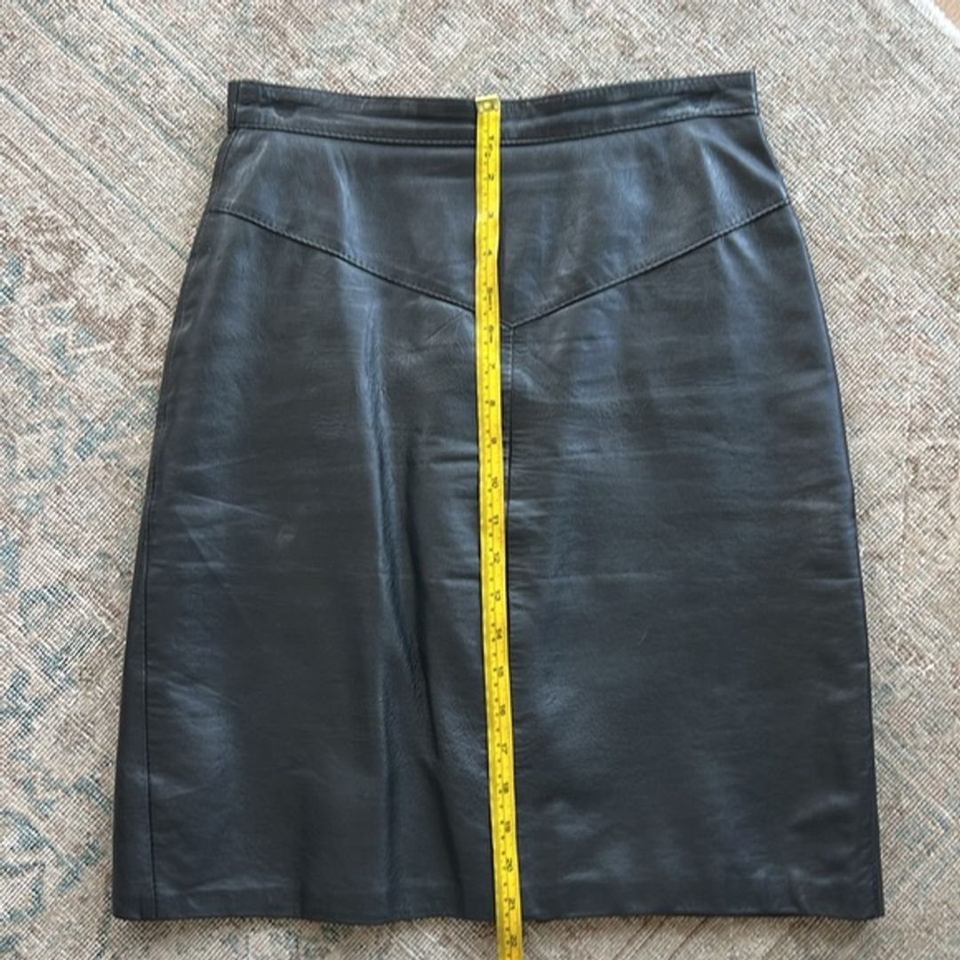 Vintage Black Leather Skirt  Size M