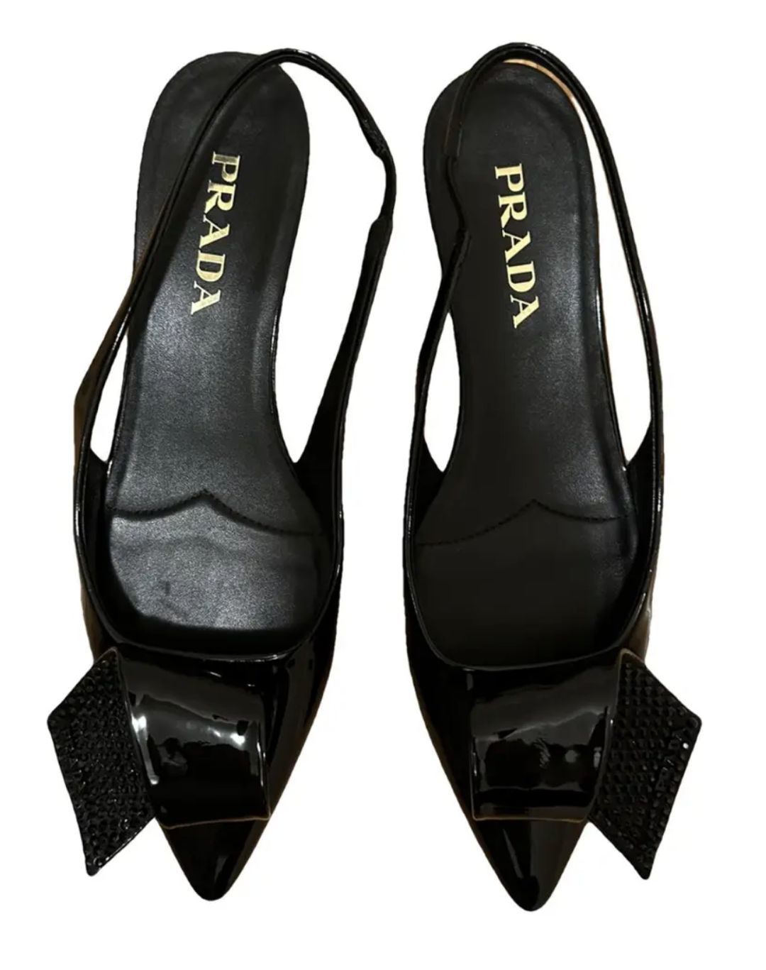 Patent Crystal Twist Slingback Pumps