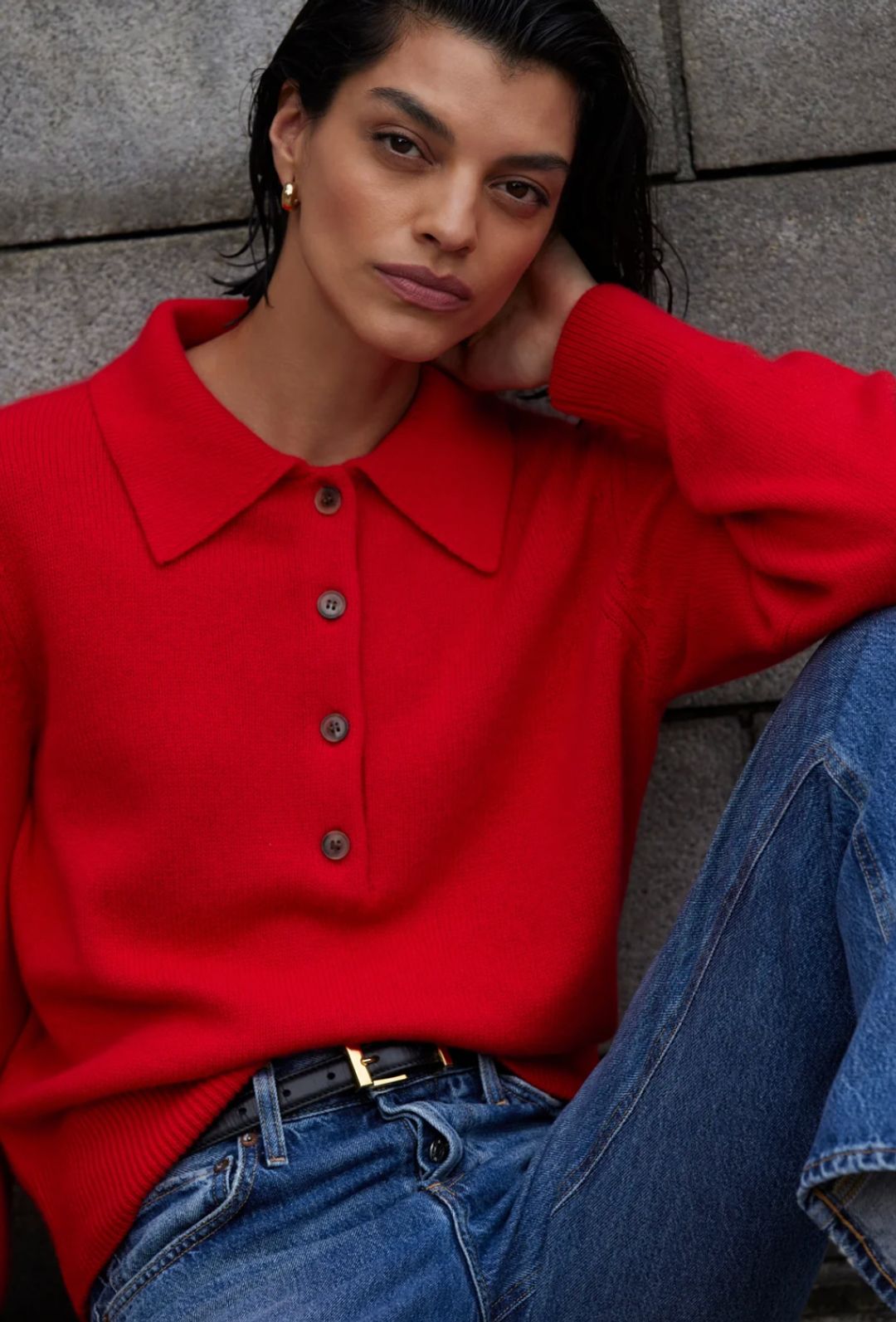 The Cashmere Polo In Cherry