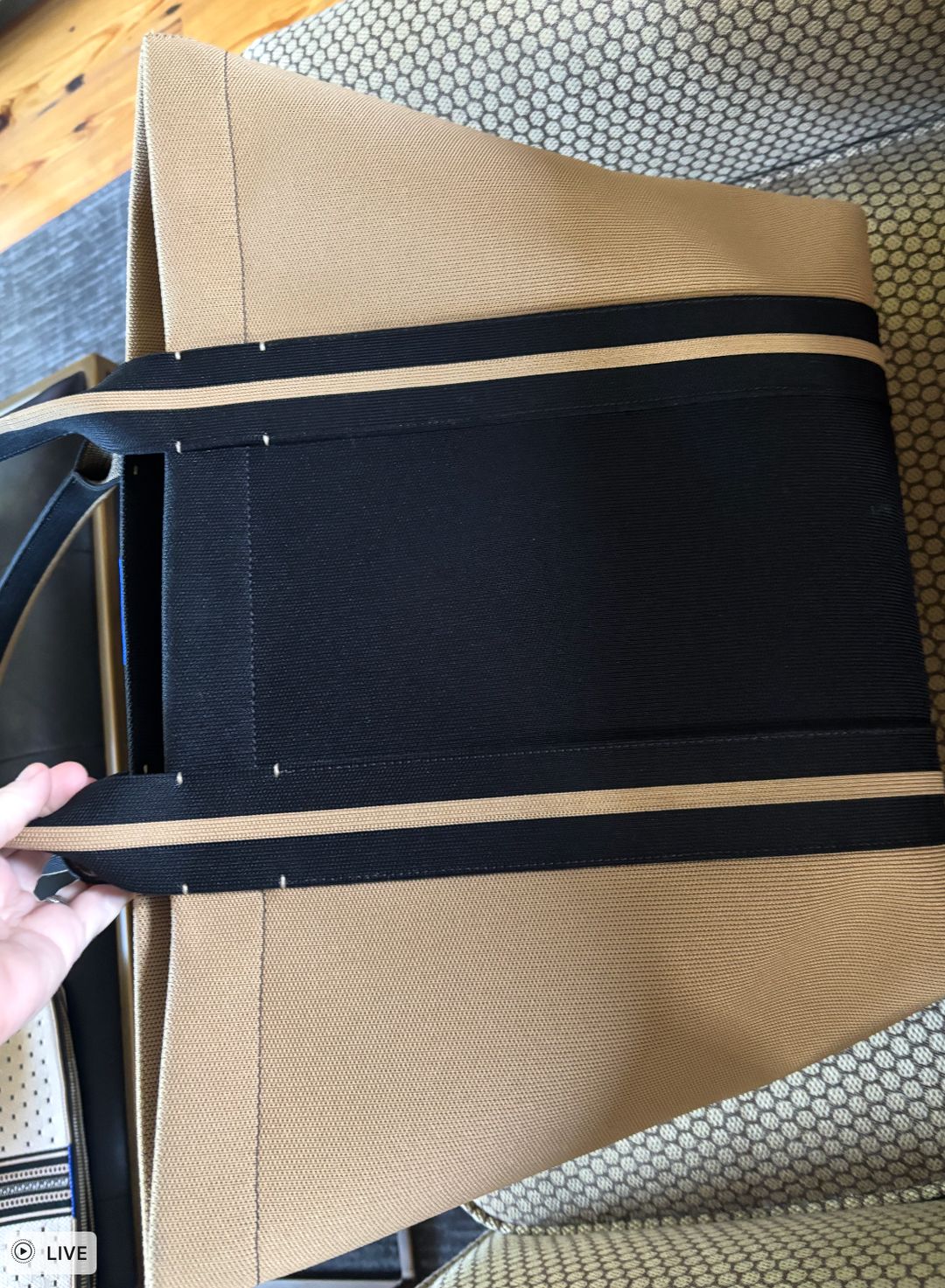 Rothy's The Essential Tote in Camel & Black