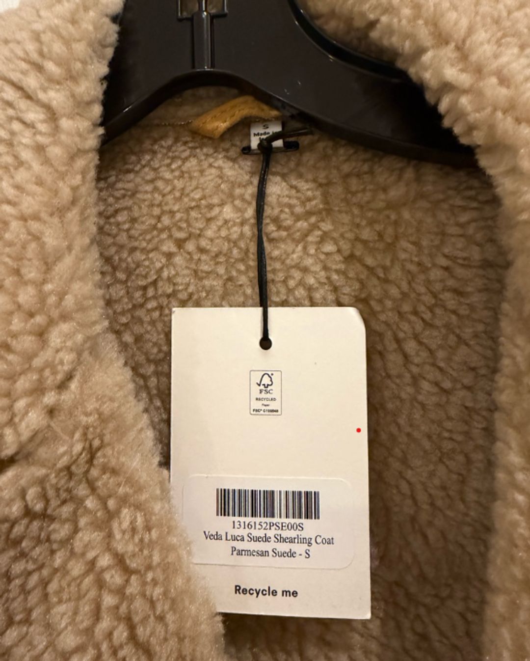 NWT Reformation Veda Luca Suede Shearling Coat Sz S Parmesan Suede Relaxed Fit