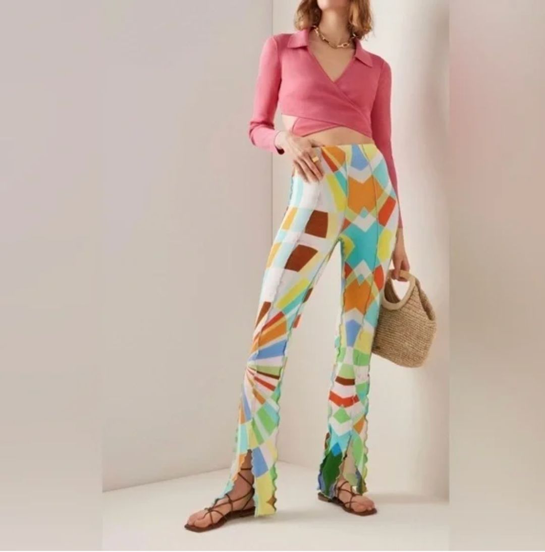 Cult Gaia Pink Knit Cropped Wrap Top