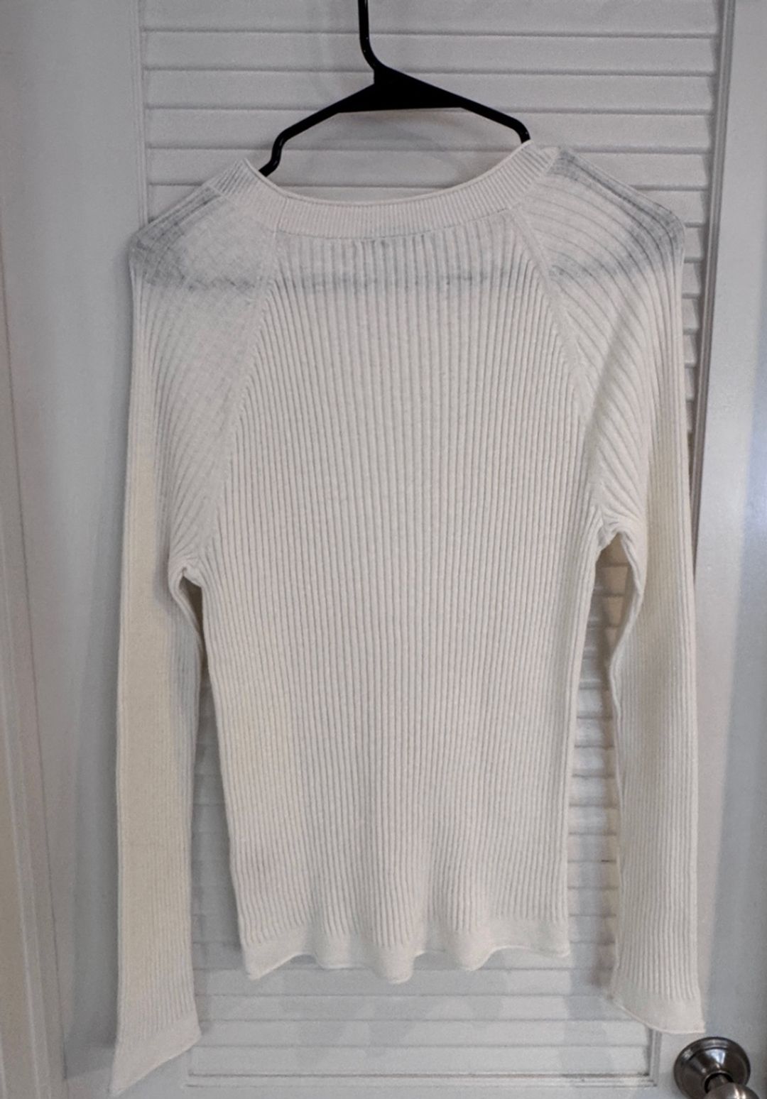 Alex Mill Ribbed Crew Neck Sweater in Ivory 95% Cotton 5% Cashmere