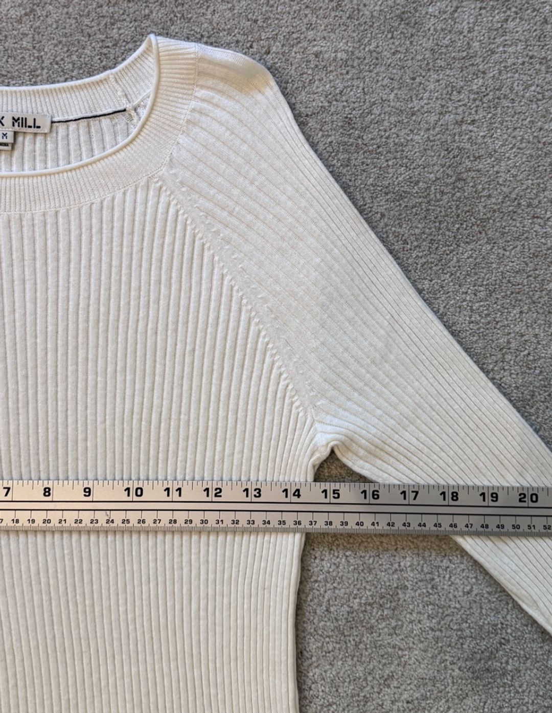 Alex Mill Ribbed Crew Neck Sweater in Ivory 95% Cotton 5% Cashmere