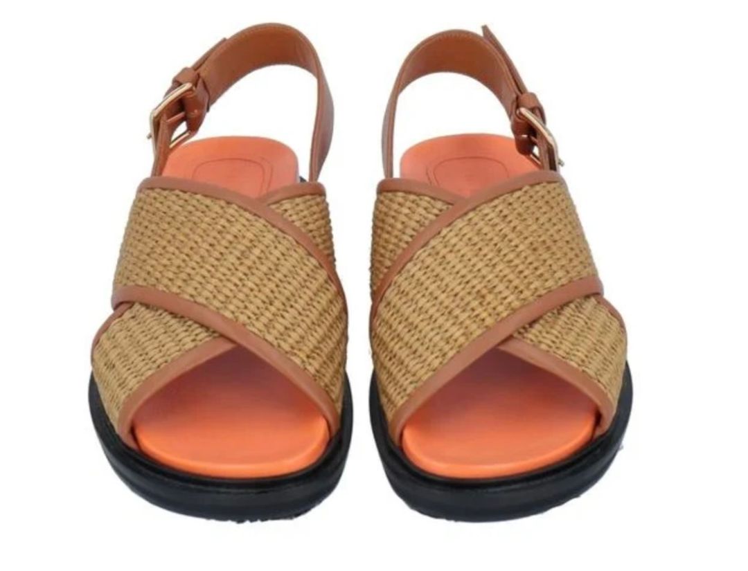Fussbett Cross-Strap Woven/Leather Sandals with Adjustable Strap