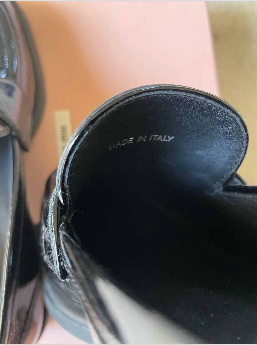 Patent Leather Square Toe Loafer Size 38