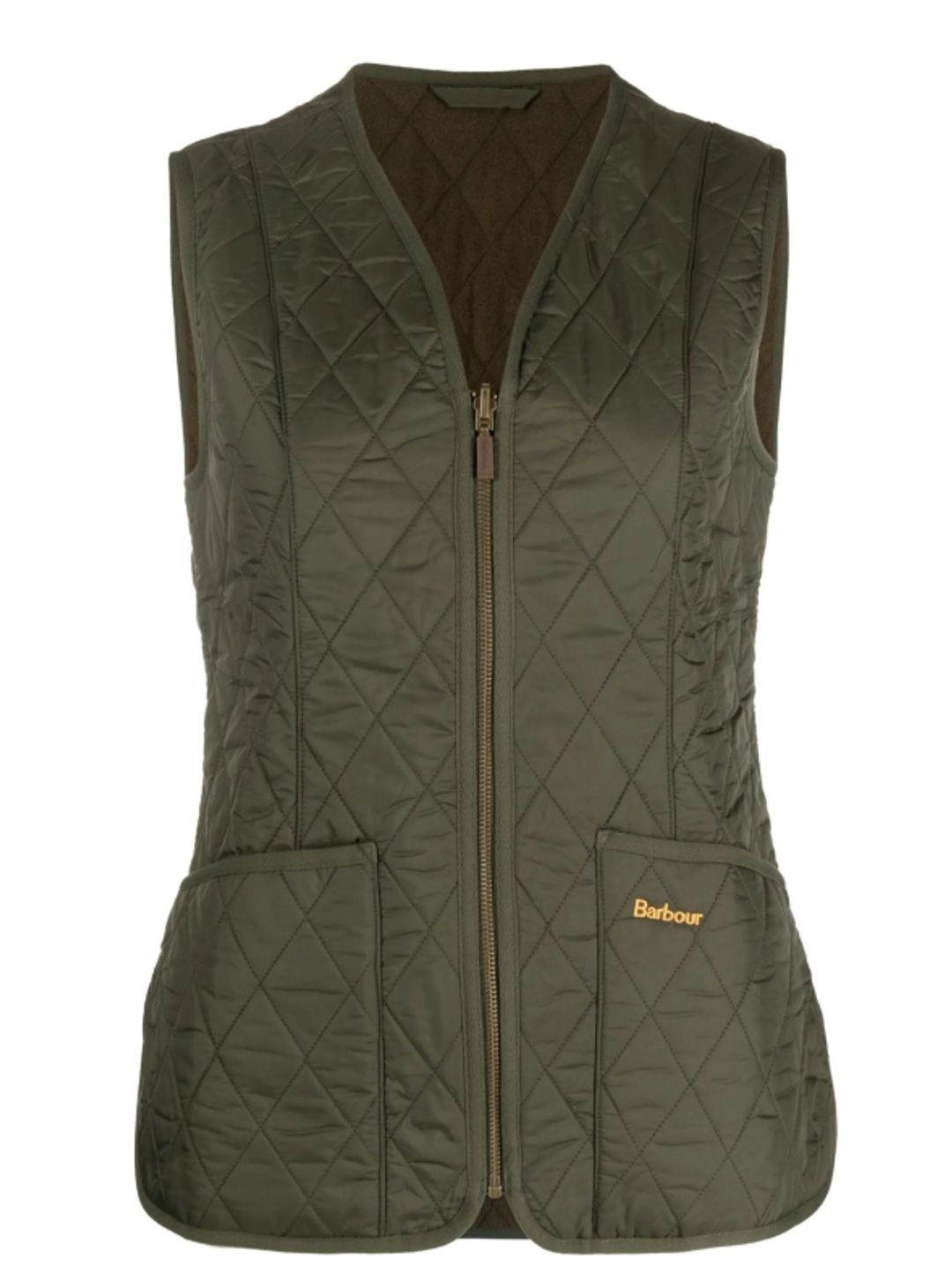 Olive V-neck Quilted Vest