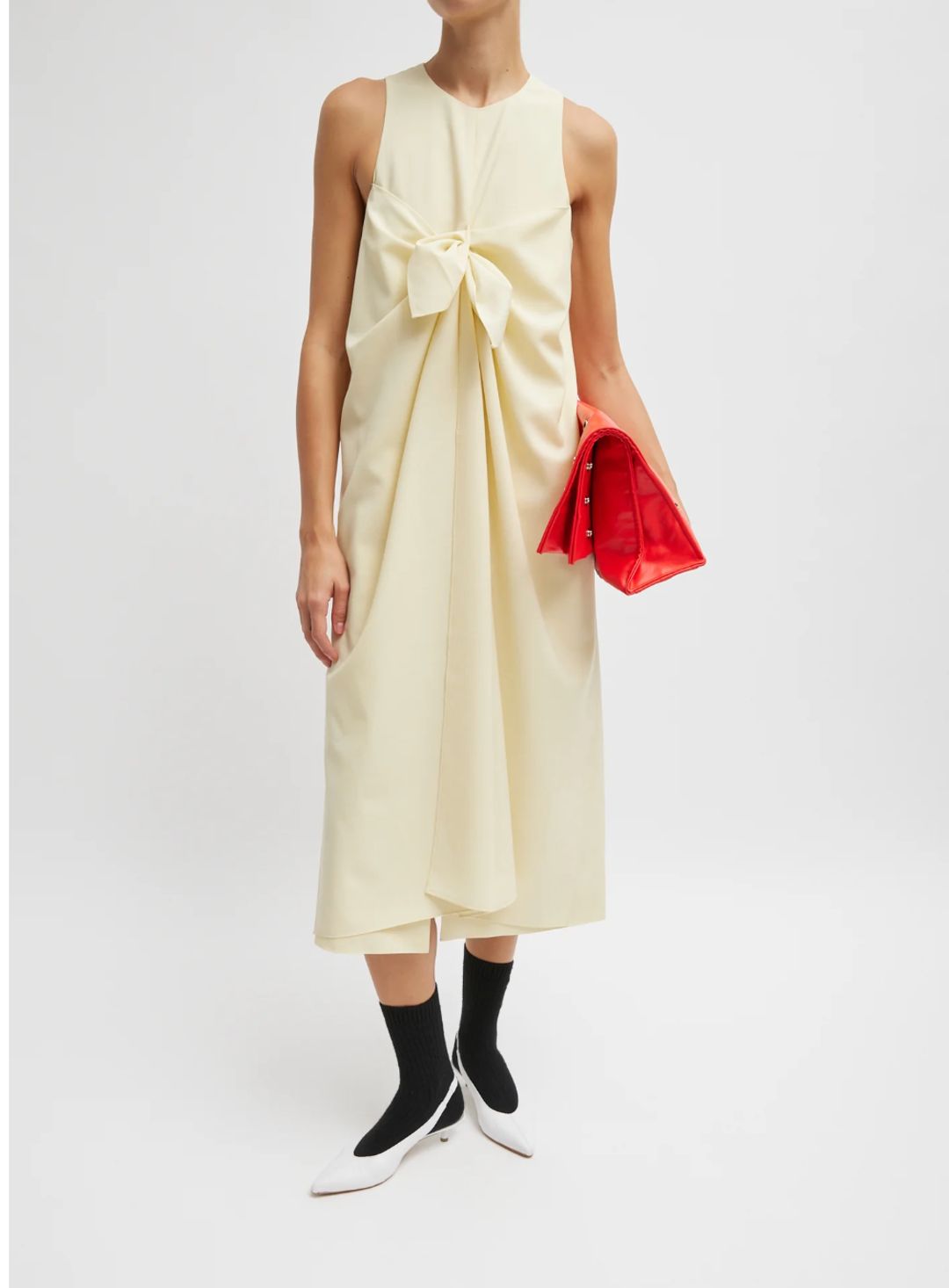 Tropical Wool Tie Front Dress