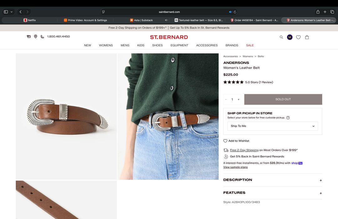 2.5 cm brown leather cowboy belt with detailed silver hardware