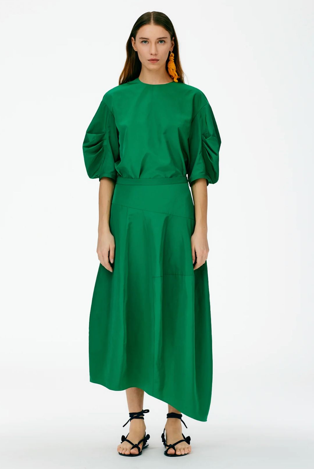 Italian Sporty Nylon Asymmetrical Balloon Skirt - Regular