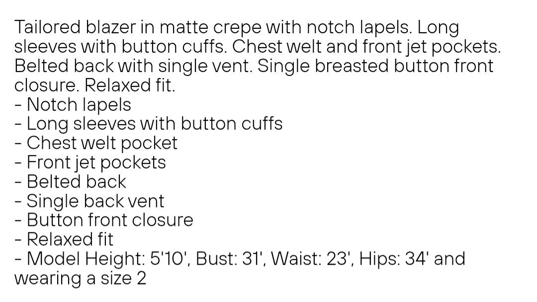 Tailored blazer with notch lapels